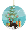 Peterbald Cat Merry Christmas Tree Ceramic Ornament Christmas Tree Hanging Decorations for Home Christmas Holiday, Party, Gift, 3 in, Multicolor