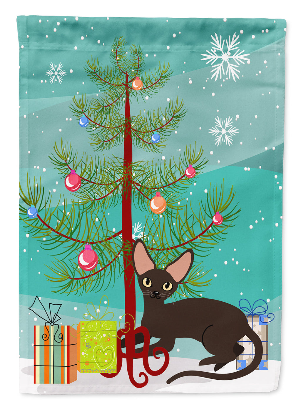 Peterbald Cat Merry Christmas Tree Garden Flag Mailbox Decorative Yard Banner Outside Patio Artwork for Flower Beds, Garden Size, Multicolor