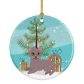 Russian Blue Cat Merry Christmas Tree Ceramic Ornament Christmas Tree Hanging Decorations for Home Christmas Holiday, Party, Gift, 3 in, Multicolor