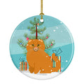 Scottish Fold Cat Merry Christmas Tree Ceramic Ornament Christmas Tree Hanging Decorations for Home Christmas Holiday, Party, Gift, 3 in, Multicolor