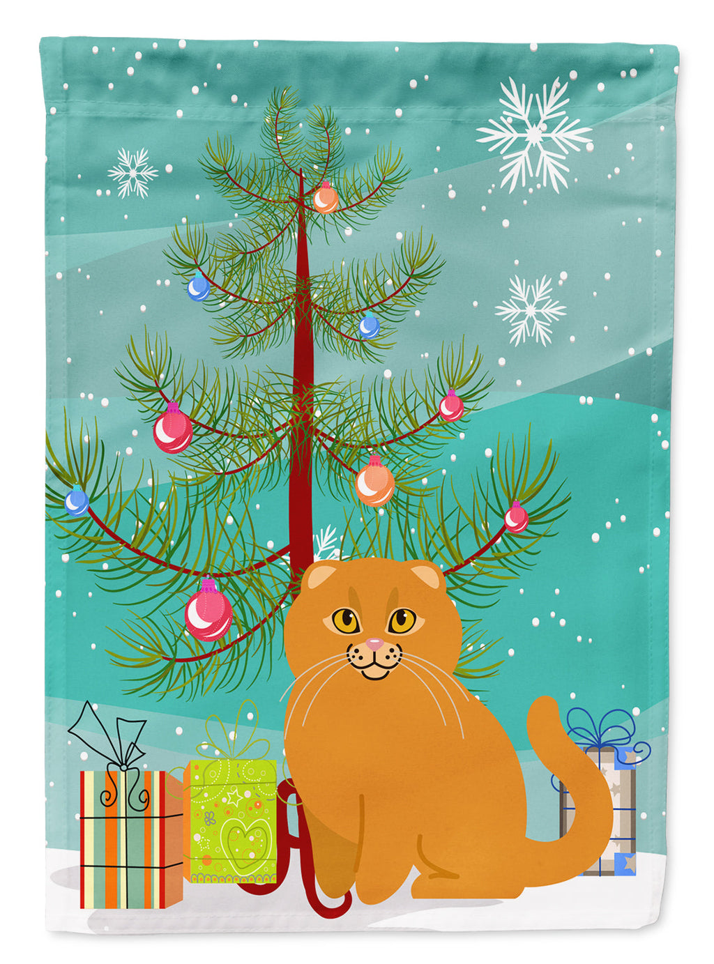 Scottish Fold Cat Merry Christmas Tree Garden Flag Mailbox Decorative Yard Banner Outside Patio Artwork for Flower Beds, Garden Size, Multicolor