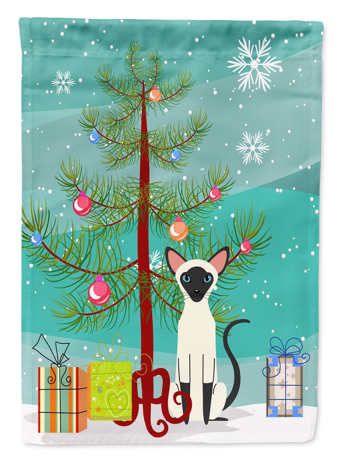 Siamese Cat Merry Christmas Tree Garden Flag Mailbox Decorative Yard Banner Outside Patio Artwork for Flower Beds, Garden Size, Multicolor