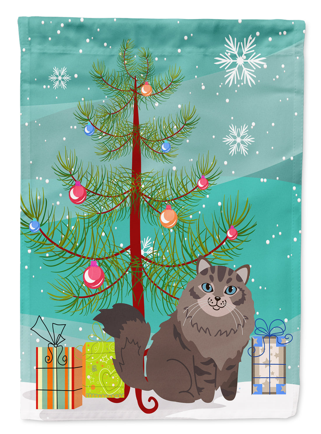 Siberian Cat Merry Christmas Tree Garden Flag Mailbox Decorative Yard Banner Outside Patio Artwork for Flower Beds, Garden Size, Multicolor