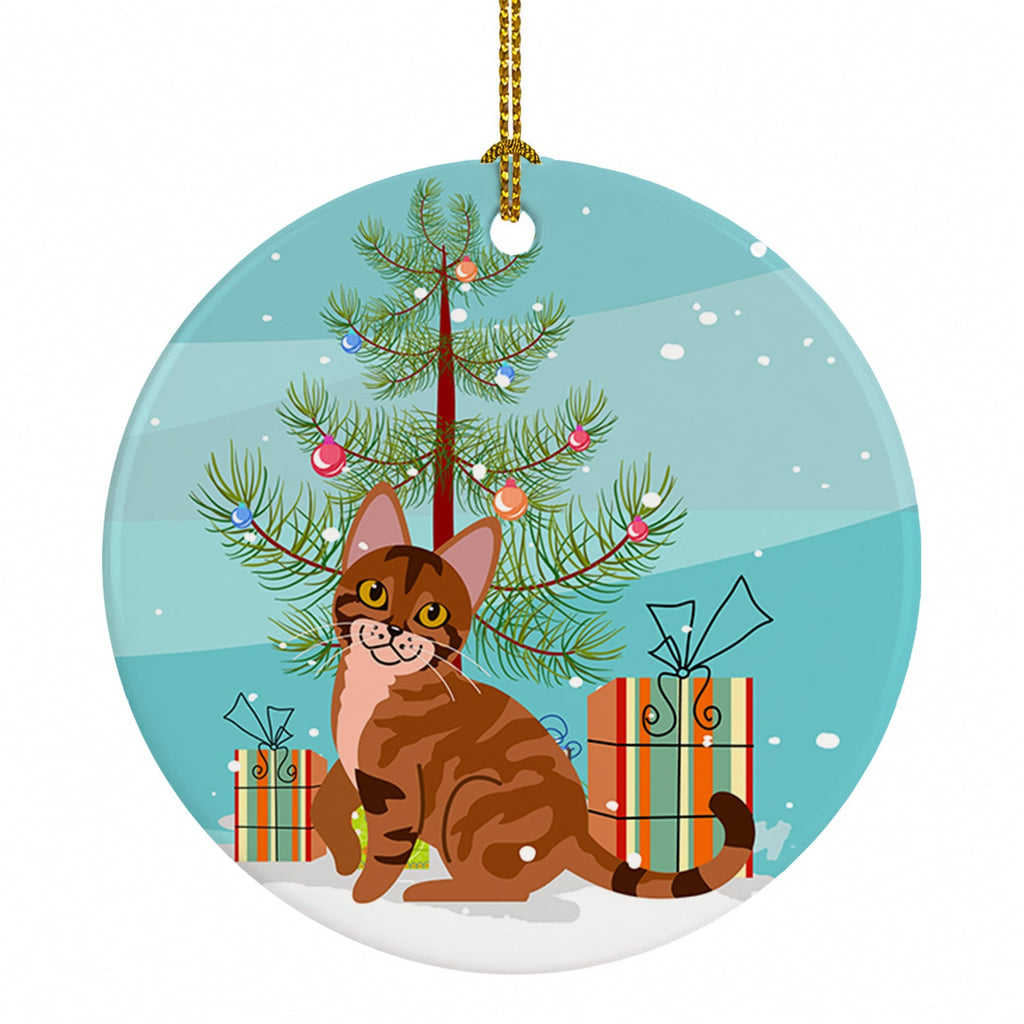 Sokoke Cat Merry Christmas Tree Ceramic Ornament Christmas Tree Hanging Decorations for Home Christmas Holiday, Party, Gift, 3 in, Multicolor