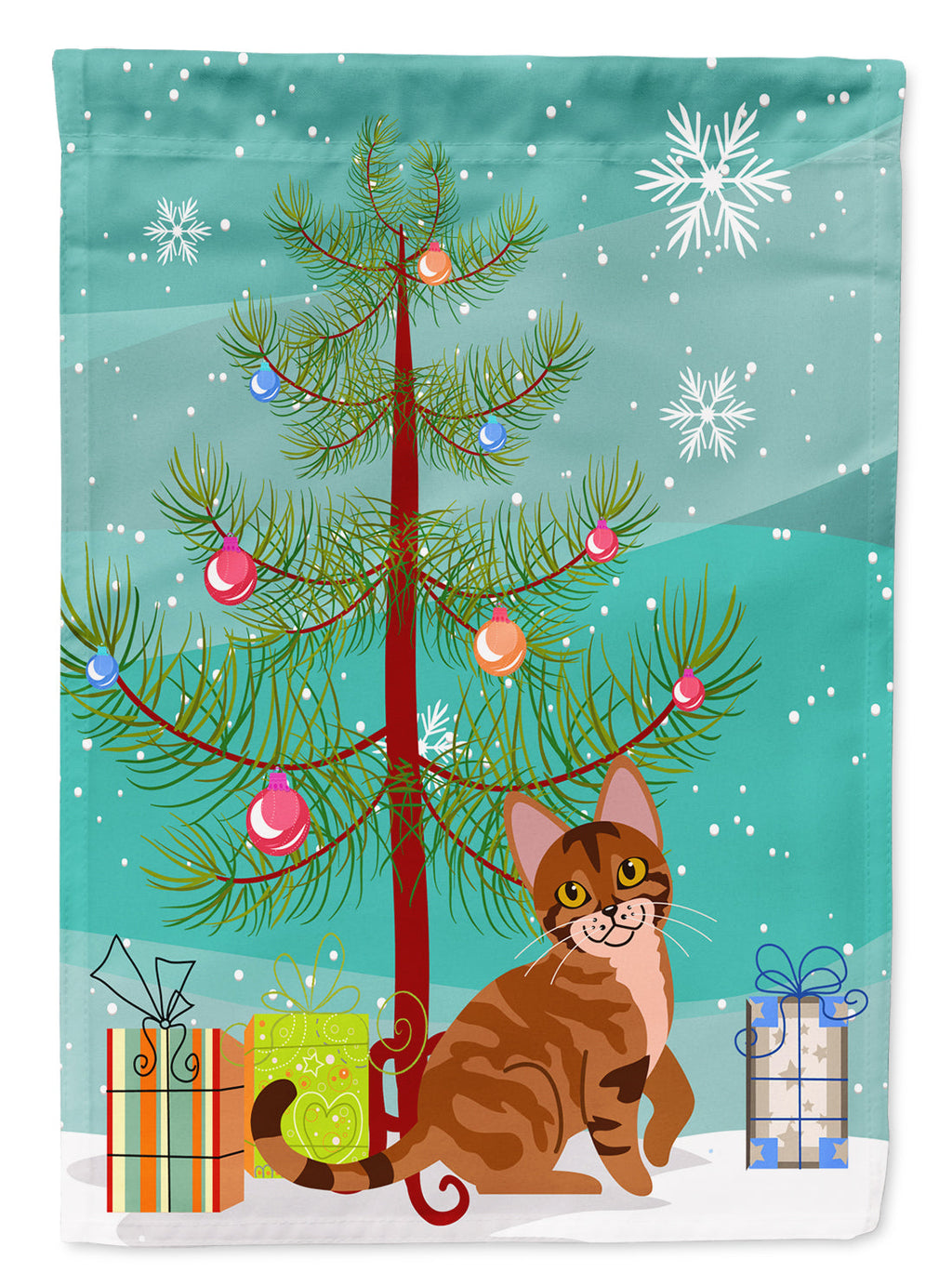 Sokoke Cat Merry Christmas Tree Garden Flag Mailbox Decorative Yard Banner Outside Patio Artwork for Flower Beds, Garden Size, Multicolor