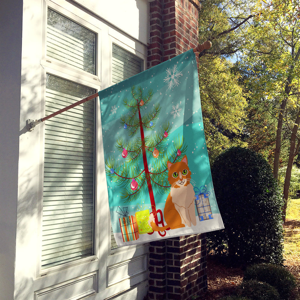 Merry Christmas Tree Ural Rex Cat House Flag 28x40 Porch Sleeve Pole Decorative Outside Yard Banner Artwork Wall Hanging, Polyester