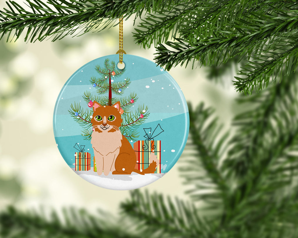Merry Christmas Tree Ural Rex Cat Ceramic Ornament Christmas Tree Hanging Decorations for Home Christmas Holiday, Party, Gift, 3 in, Multicolor