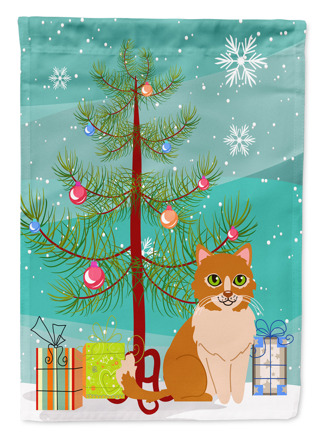 Merry Christmas Tree Ural Rex Cat Garden Flag Mailbox Decorative Yard Banner Outside Patio Artwork for Flower Beds, Garden Size, Multicolor