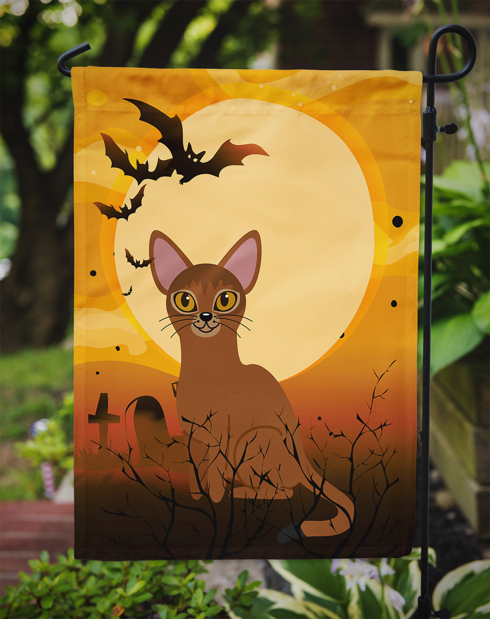Halloween Abyssinian Cat Garden Flag Mailbox Decorative Yard Banner Outside Patio Artwork for Flower Beds, Garden Size, Multicolor