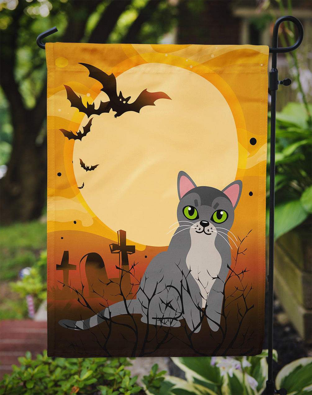 Halloween Asian Cat Garden Flag Mailbox Decorative Yard Banner Outside Patio Artwork for Flower Beds, Garden Size, Multicolor