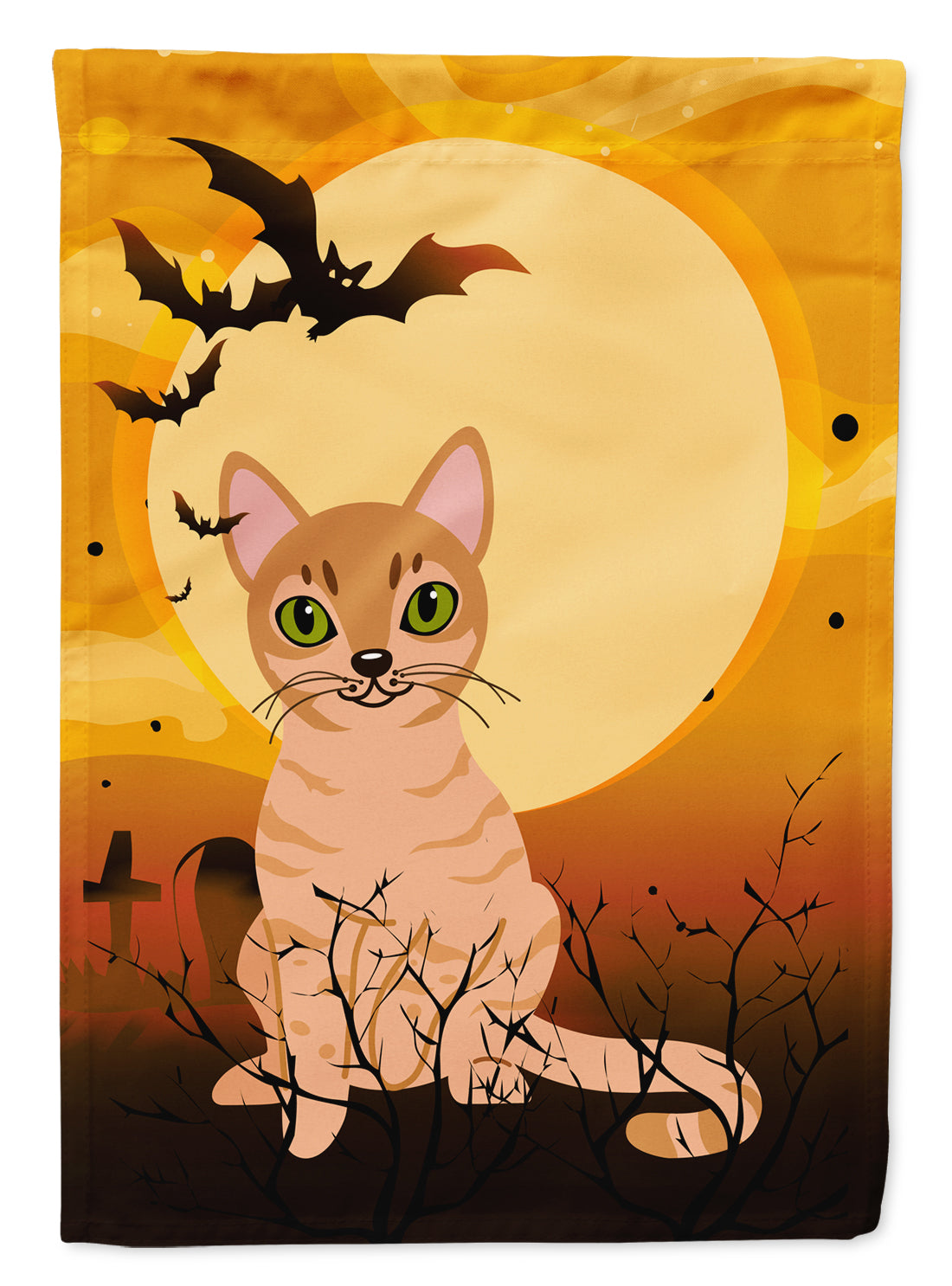 Halloween Australian Mist Cat Garden Flag Mailbox Decorative Yard Banner Outside Patio Artwork for Flower Beds, Garden Size, Multicolor