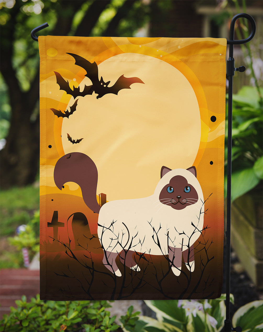 Halloween Birman Cat Garden Flag Mailbox Decorative Yard Banner Outside Patio Artwork for Flower Beds, Garden Size, Multicolor