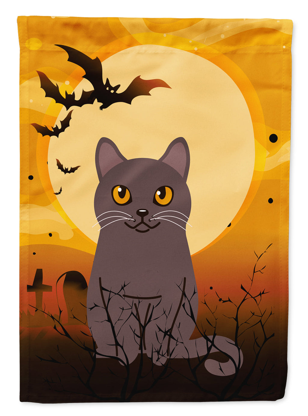 Halloween Chartreux Cat Garden Flag Mailbox Decorative Yard Banner Outside Patio Artwork for Flower Beds, Garden Size, Multicolor