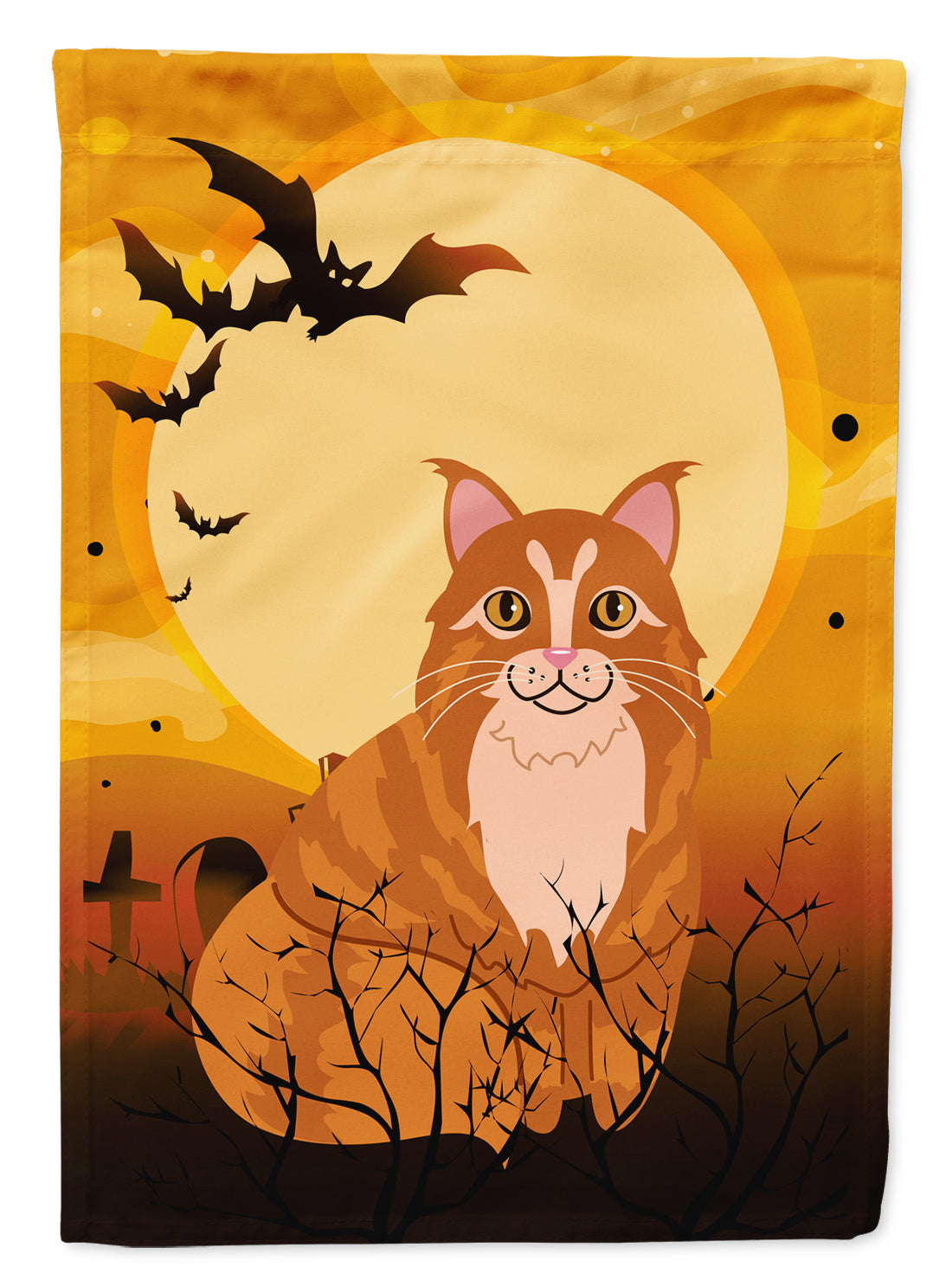Halloween Maine Coon Cat Garden Flag Mailbox Decorative Yard Banner Outside Patio Artwork for Flower Beds, Garden Size, Multicolor