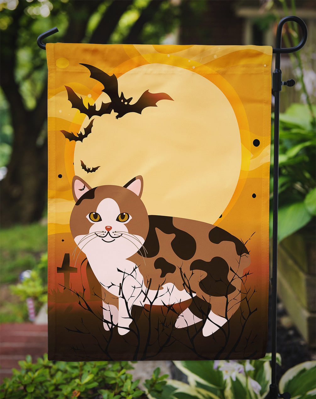 Halloween Manx Cat Garden Flag Mailbox Decorative Yard Banner Outside Patio Artwork for Flower Beds, Garden Size, Multicolor