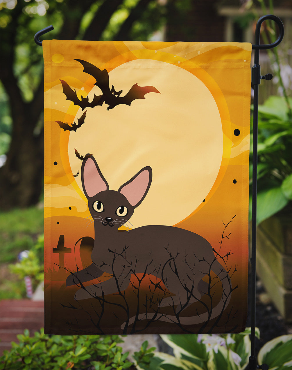 Halloween Peterbald Cat Garden Flag Mailbox Decorative Yard Banner Outside Patio Artwork for Flower Beds, Garden Size, Multicolor