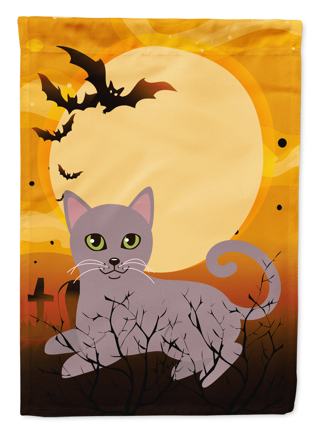 Halloween Russian Blue Cat Garden Flag Mailbox Decorative Yard Banner Outside Patio Artwork for Flower Beds, Garden Size, Multicolor