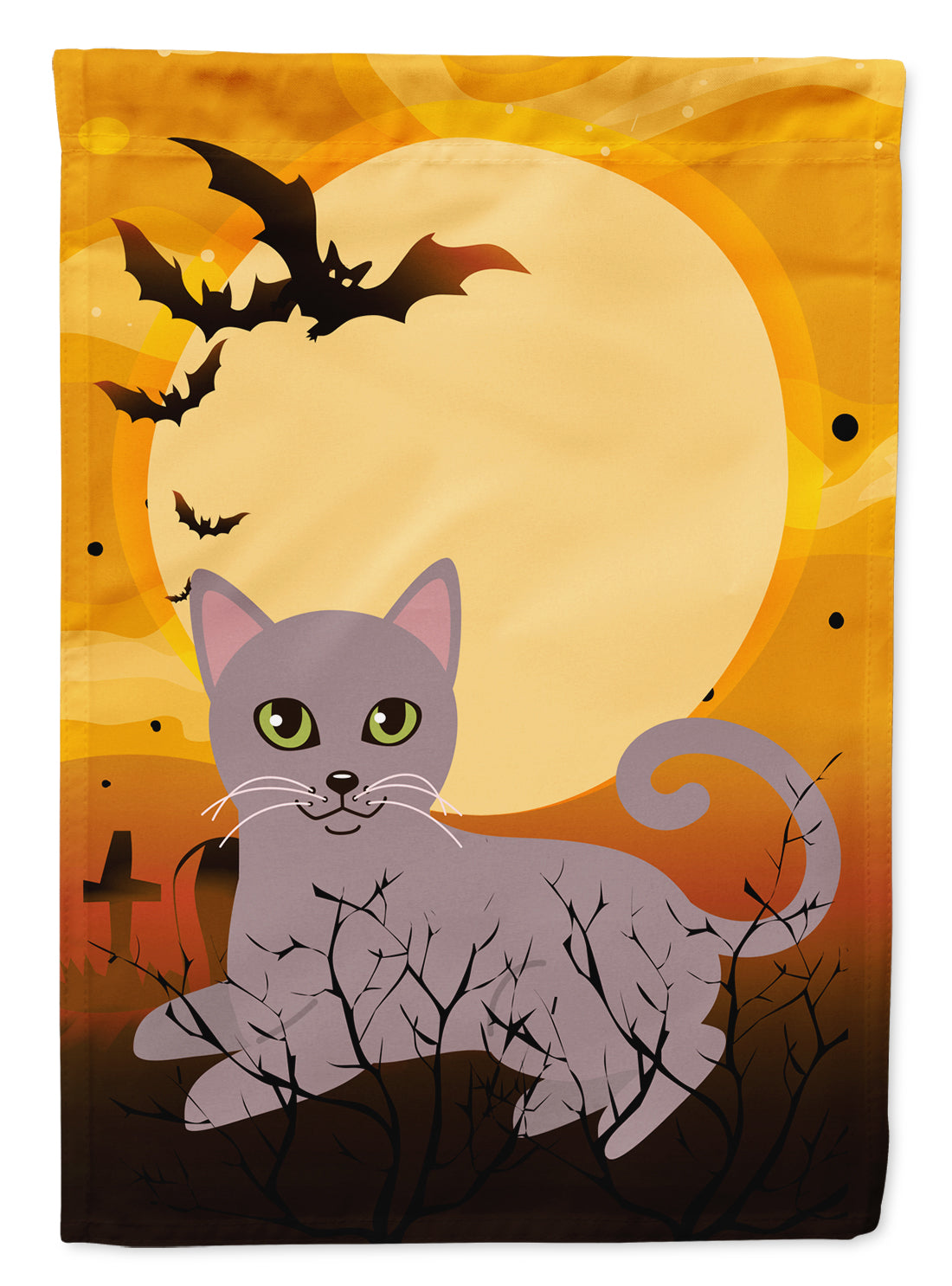 Halloween Russian Blue Cat Garden Flag Mailbox Decorative Yard Banner Outside Patio Artwork for Flower Beds, Garden Size, Multicolor