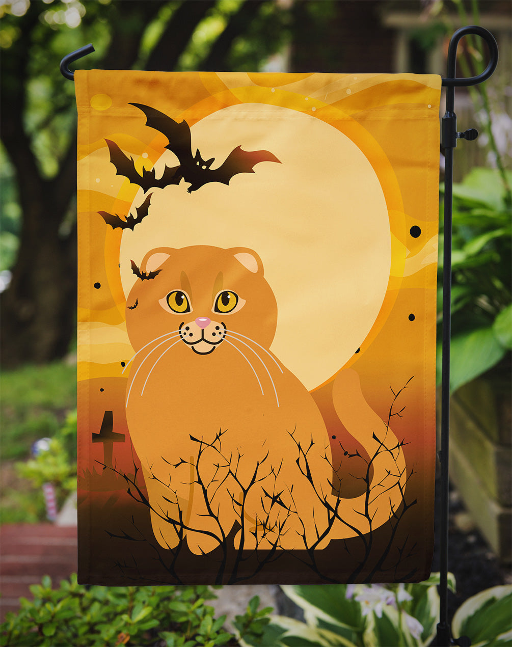 Halloween Scottish Fold Cat Garden Flag Mailbox Decorative Yard Banner Outside Patio Artwork for Flower Beds, Garden Size, Multicolor