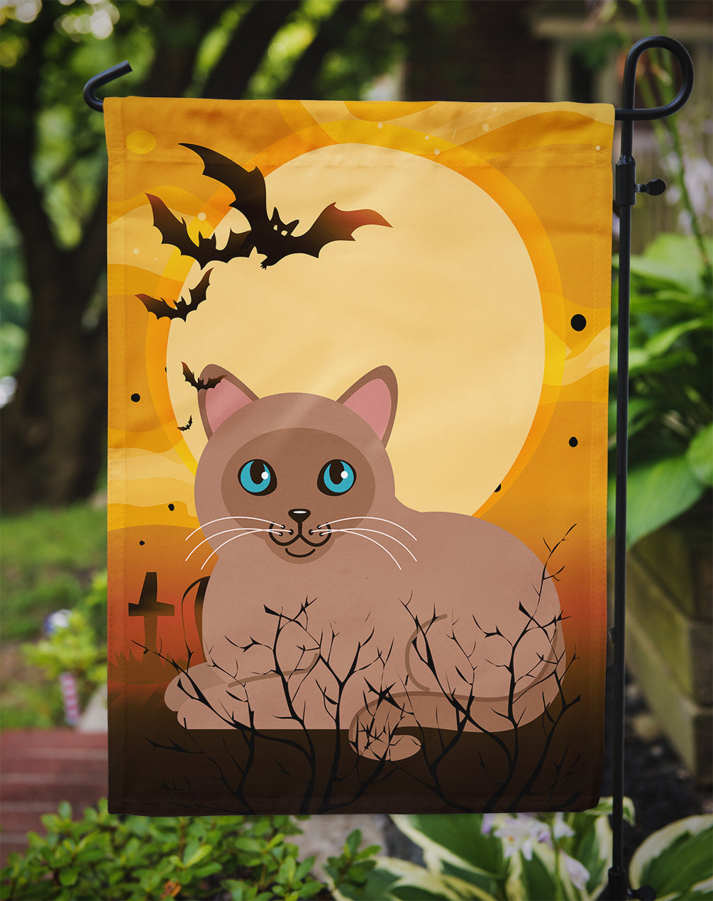 Halloween Tonkinese Cat Garden Flag Mailbox Decorative Yard Banner Outside Patio Artwork for Flower Beds, Garden Size, Multicolor