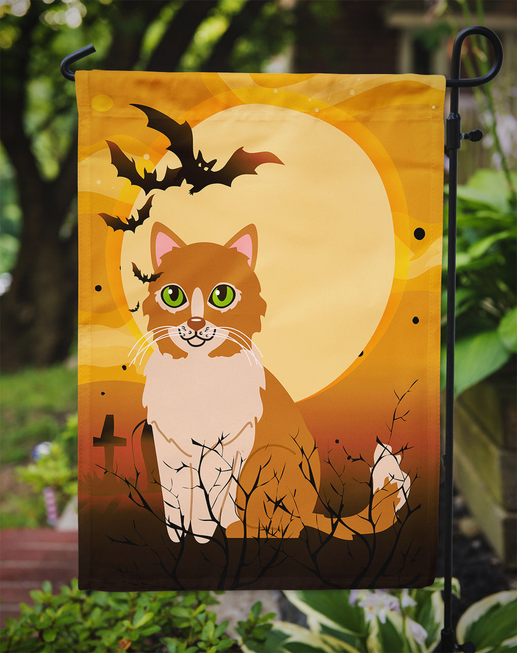 Halloween Ural Rex Cat Garden Flag Mailbox Decorative Yard Banner Outside Patio Artwork for Flower Beds, Garden Size, Multicolor