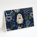 Blue Flowers Afghan Hound Greeting Cards Pack of 8 Blank Cards with Envelopes Whimsical A7 Size 5x7
