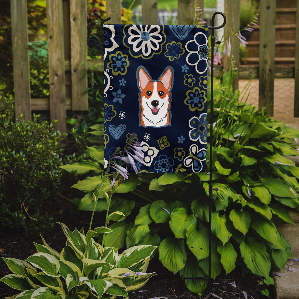 Blue Flowers Red Corgi Garden Flag Mailbox Decorative Yard Banner Outside Patio Artwork for Flower Beds, Garden Size, Multicolor