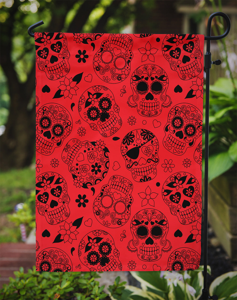 Day of the Dead Red Garden Flag Mailbox Decorative Yard Banner Outside Patio Artwork for Flower Beds, Garden Size, Multicolor