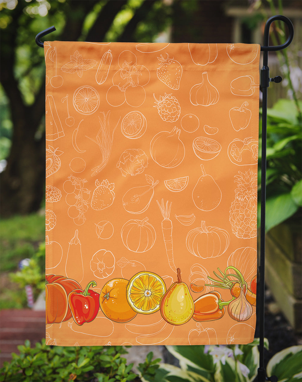 Fruits and Vegetables in Orange Garden Flag Mailbox Decorative Yard Banner Outside Patio Artwork for Flower Beds, Garden Size, Multicolor