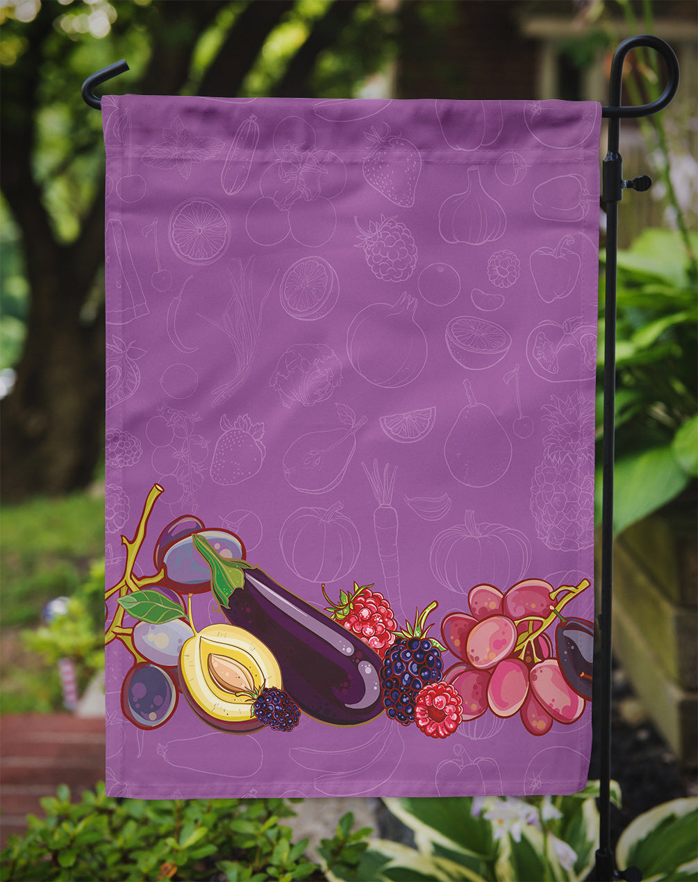 Fruits and Vegetables in Purple Garden Flag Mailbox Decorative Yard Banner Outside Patio Artwork for Flower Beds, Garden Size, Multicolor