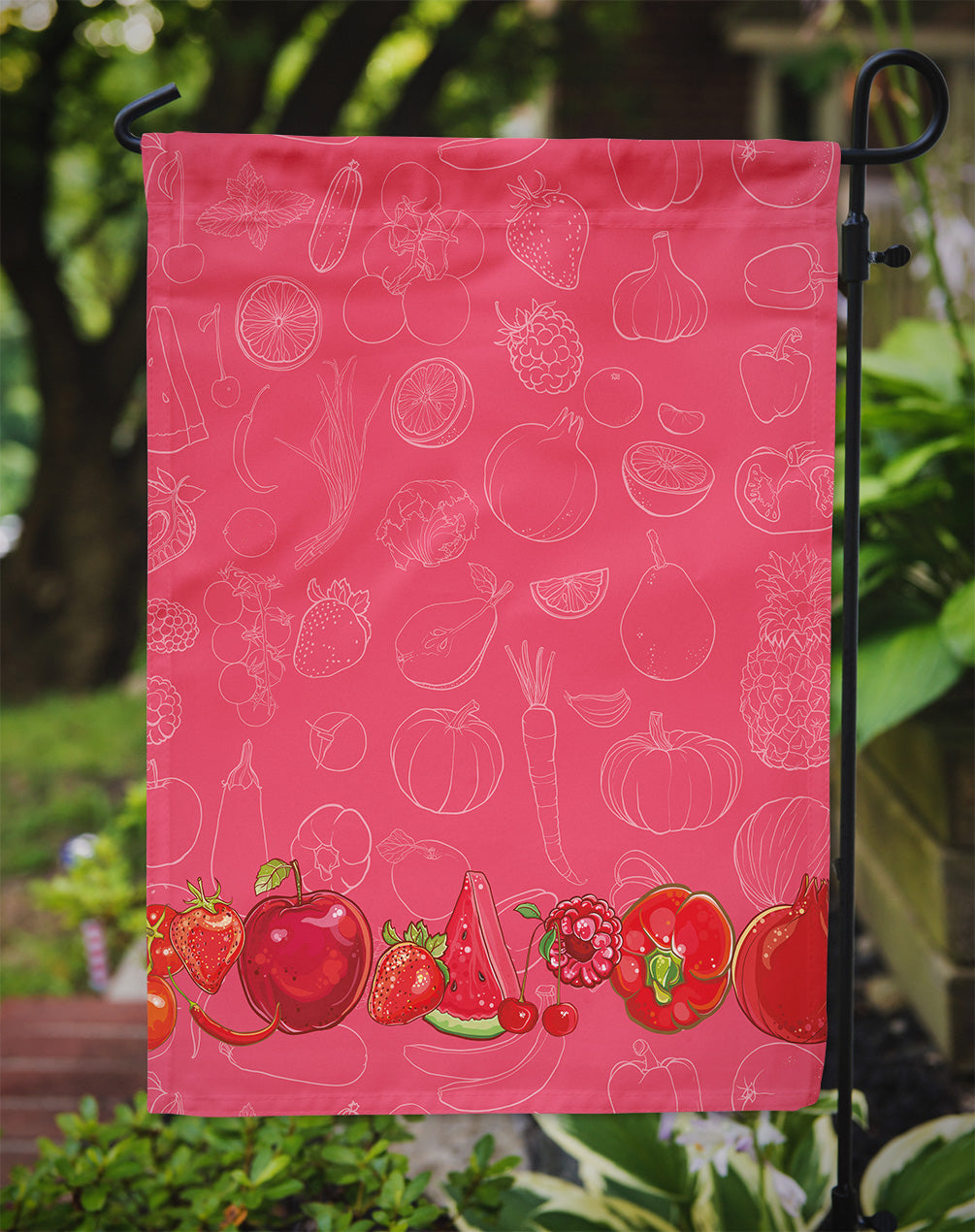 Fruits and Vegetables in Red Garden Flag Mailbox Decorative Yard Banner Outside Patio Artwork for Flower Beds, Garden Size, Multicolor