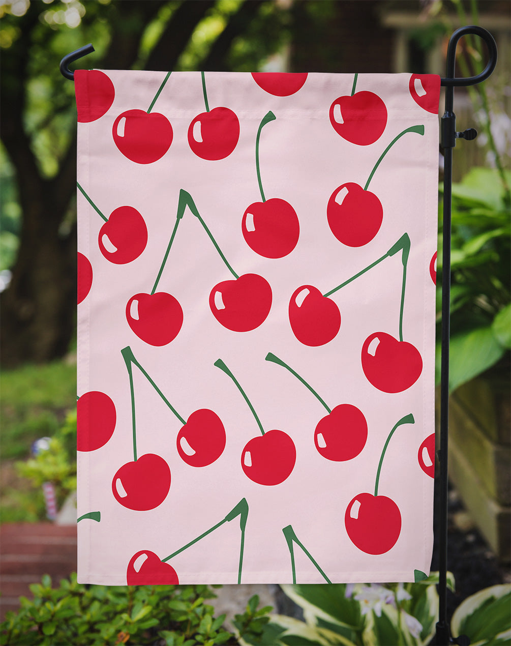 Cherries on Pink Garden Flag Mailbox Decorative Yard Banner Outside Patio Artwork for Flower Beds, Garden Size, Multicolor