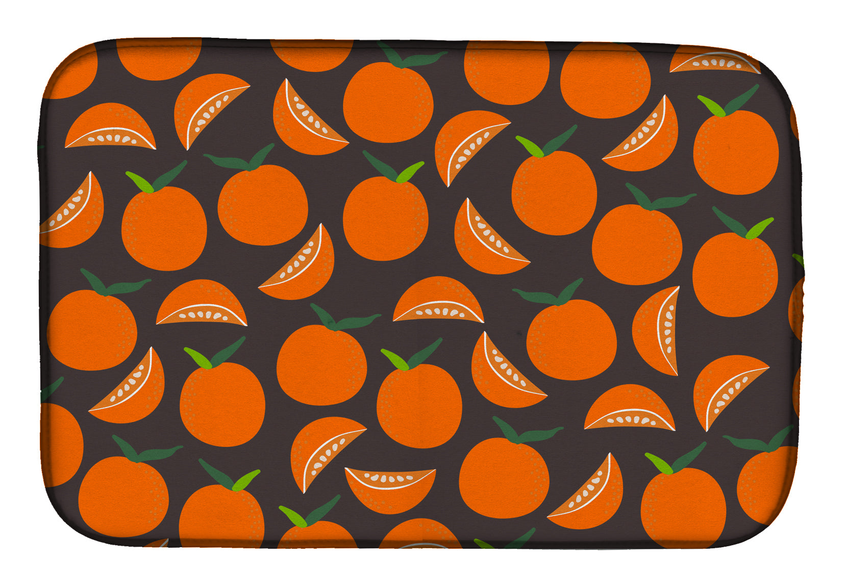 Oranges on Gray Dish Drying Mat Absorbent Dish Drying Mat Pad for Kitchen Counter Dish Drainer Mat for Countertop, 14 x 21", Multicolor