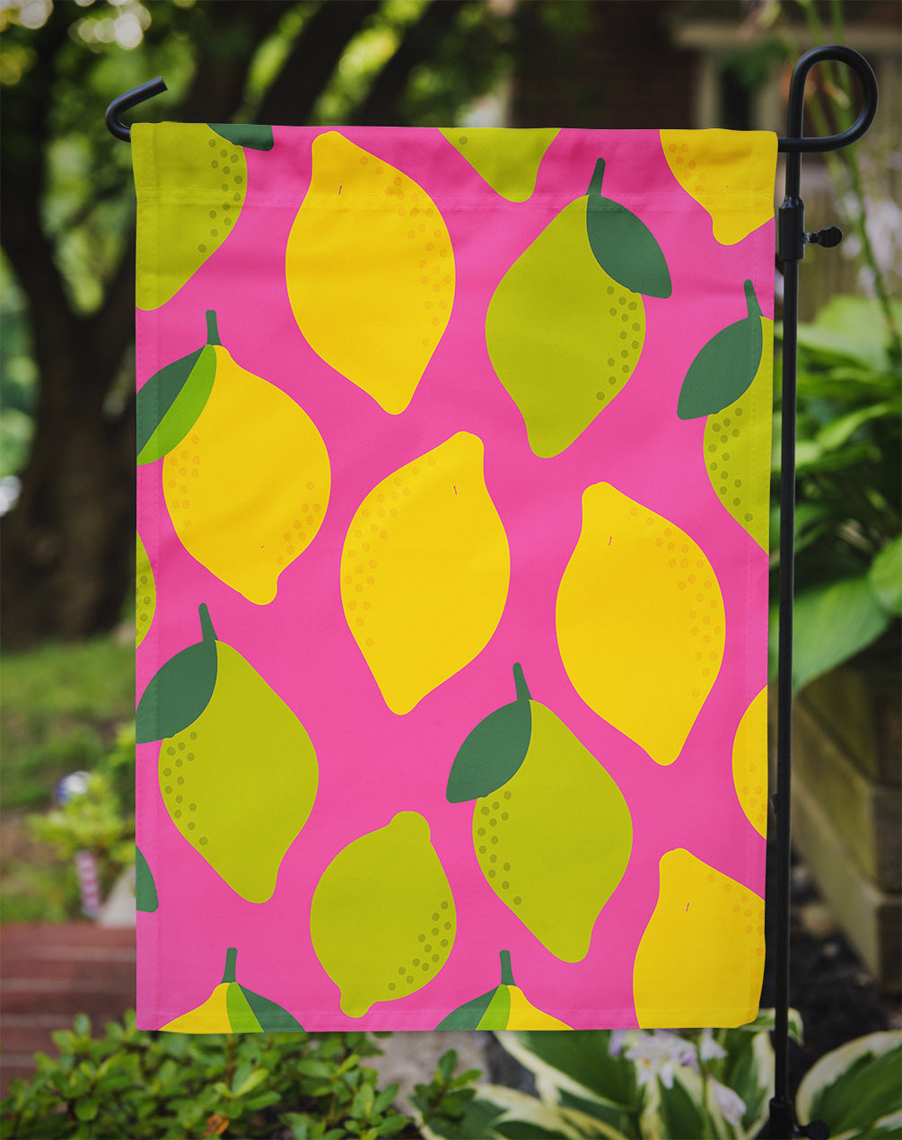 Lemons and Limes on Pink Garden Flag Mailbox Decorative Yard Banner Outside Patio Artwork for Flower Beds, Garden Size, Multicolor