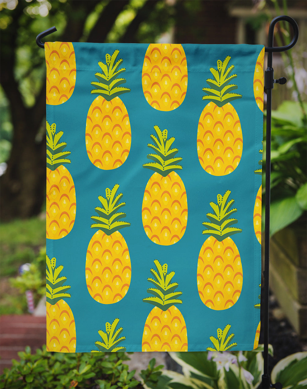 Pineapples on Teal Garden Flag Mailbox Decorative Yard Banner Outside Patio Artwork for Flower Beds, Garden Size, Multicolor