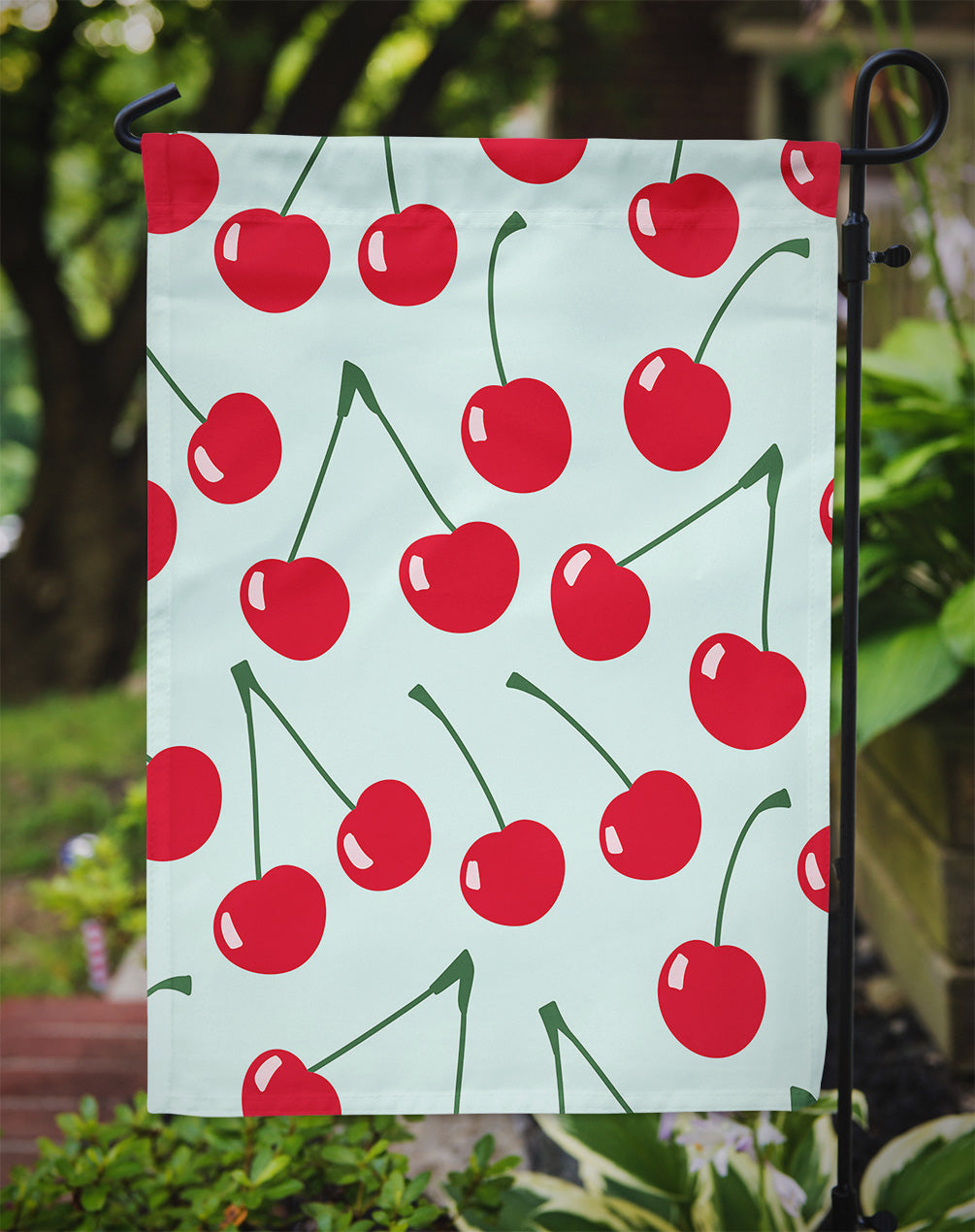 Cherries on Blue Garden Flag Mailbox Decorative Yard Banner Outside Patio Artwork for Flower Beds, Garden Size, Multicolor