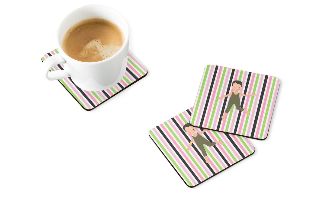 Boy Dancer Bikatard Foam Coasters Set of 4 Cup Coasters for Indoor Outdoor, Tabletop Protection, Anti Slip, Mouse pad Material