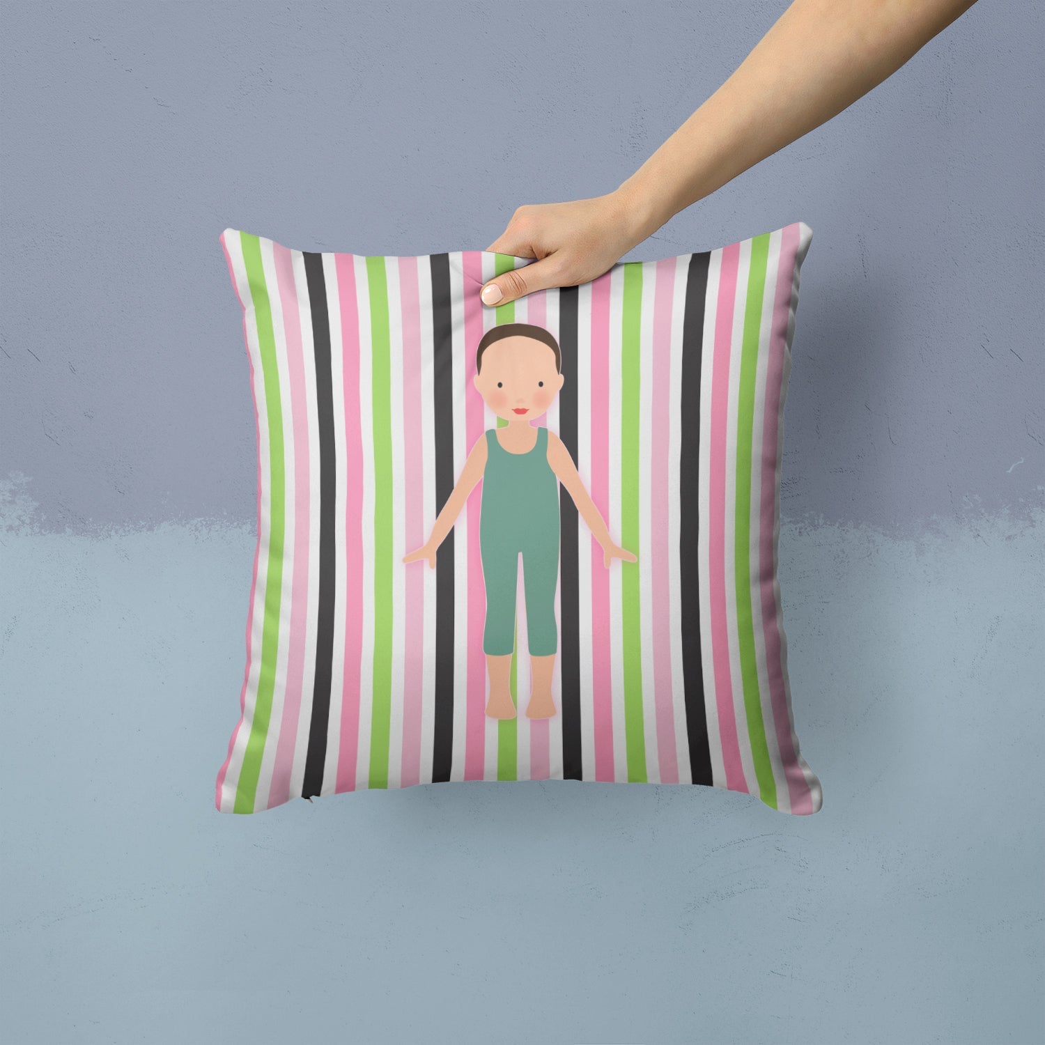 Dancer Bikatard Flex Hands Decorative Throw Pillow 14x14 Indoor Outdoor Accent Cushion, Fabric Cover with Insert for Sofa, Bed, Porch & Living Room