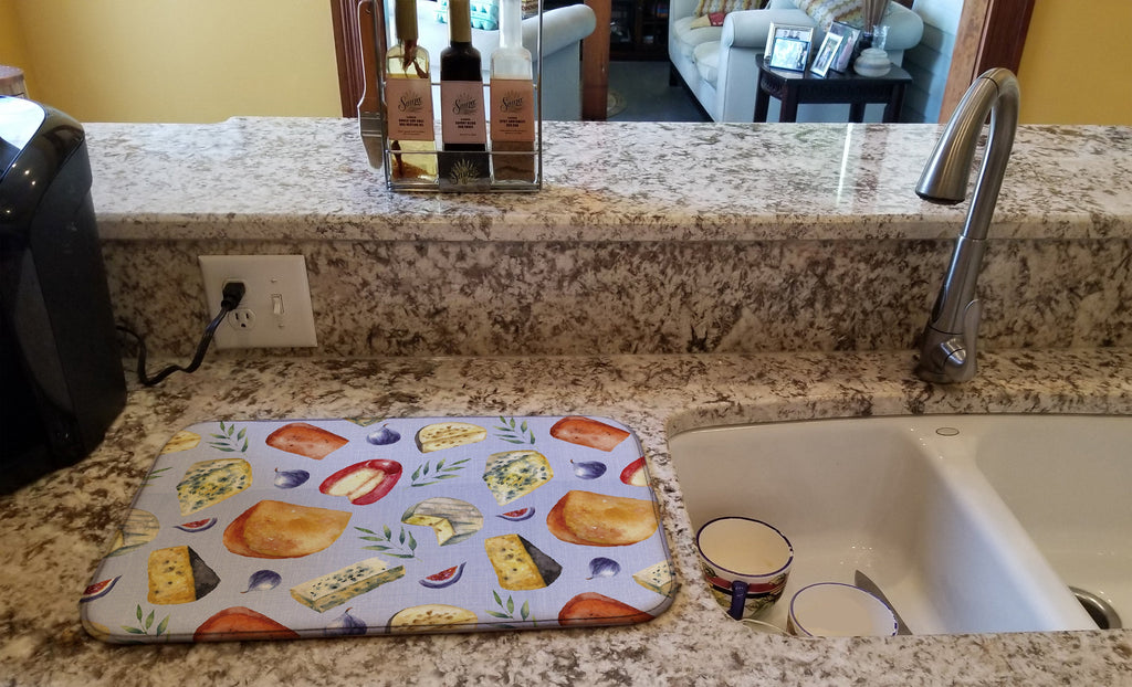 Assortment of Cheeses Dish Drying Mat Absorbent Dish Drying Mat Pad for Kitchen Counter Dish Drainer Mat for Countertop, 14 x 21", Multicolor