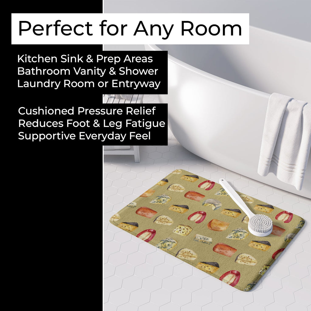 Cheeses Memory Foam Kitchen Mat Machine Washable Anti-Fatigue Cushion Comfort Bath or Kitchen Rug