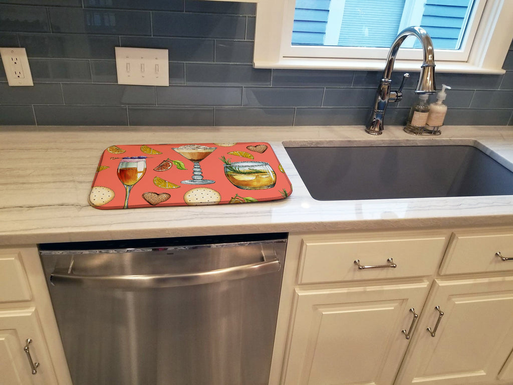 Drinks and Cocktails Salmon Dish Drying Mat Absorbent Dish Drying Mat Pad for Kitchen Counter Dish Drainer Mat for Countertop, 14 x 21", Multicolor