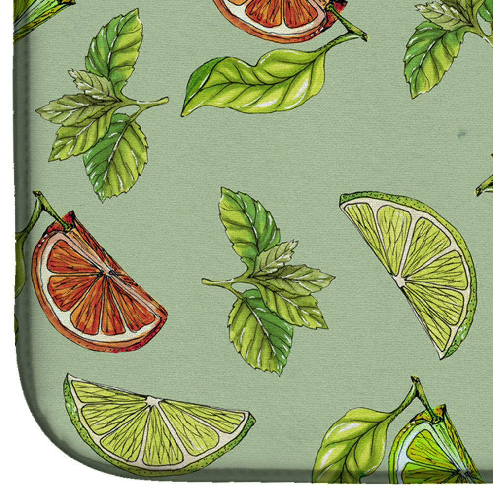 Lemons, Limes and Oranges Dish Drying Mat Absorbent Dish Drying Mat Pad for Kitchen Counter Dish Drainer Mat for Countertop, 14 x 21", Multicolor