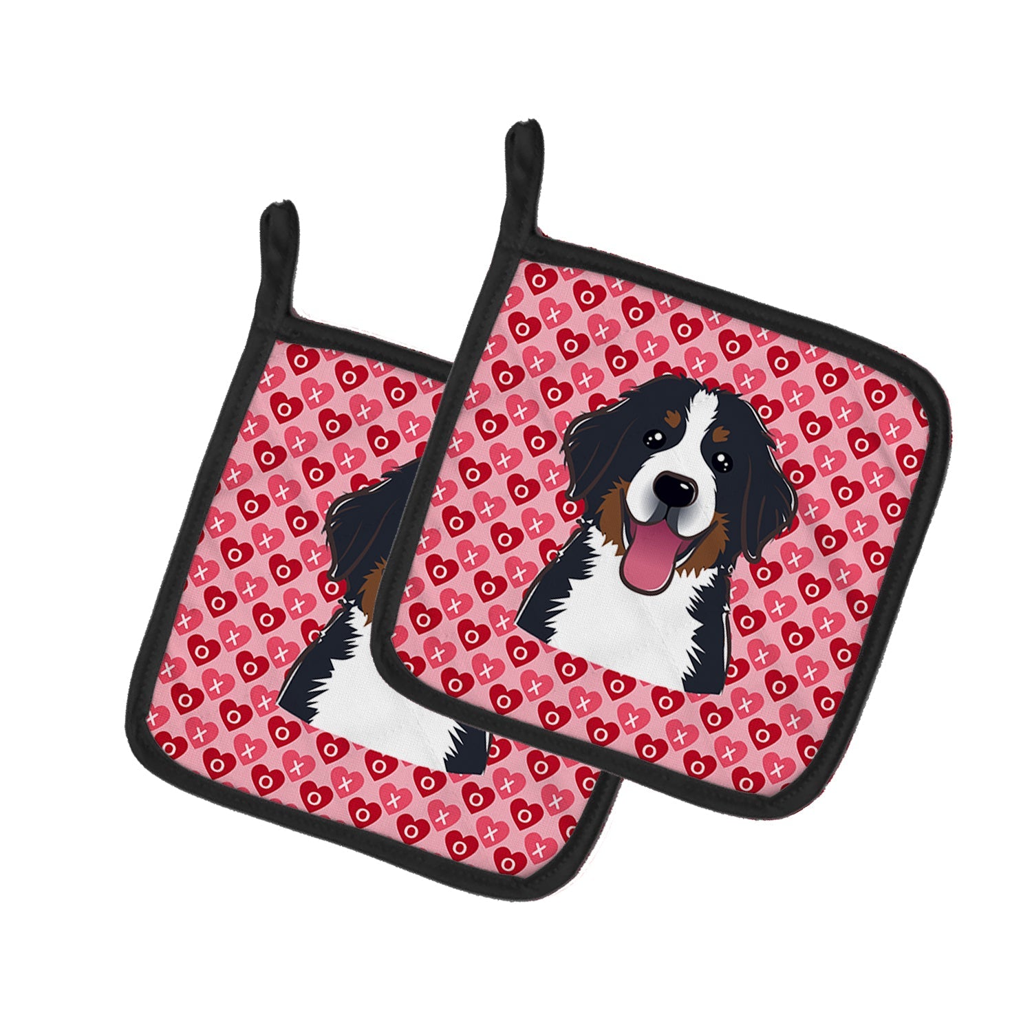 Bernese Mountain Dog Hearts Pot Holders - Set of 2 - Heat-Resistant Kitchen Essentials BB5307PTHD