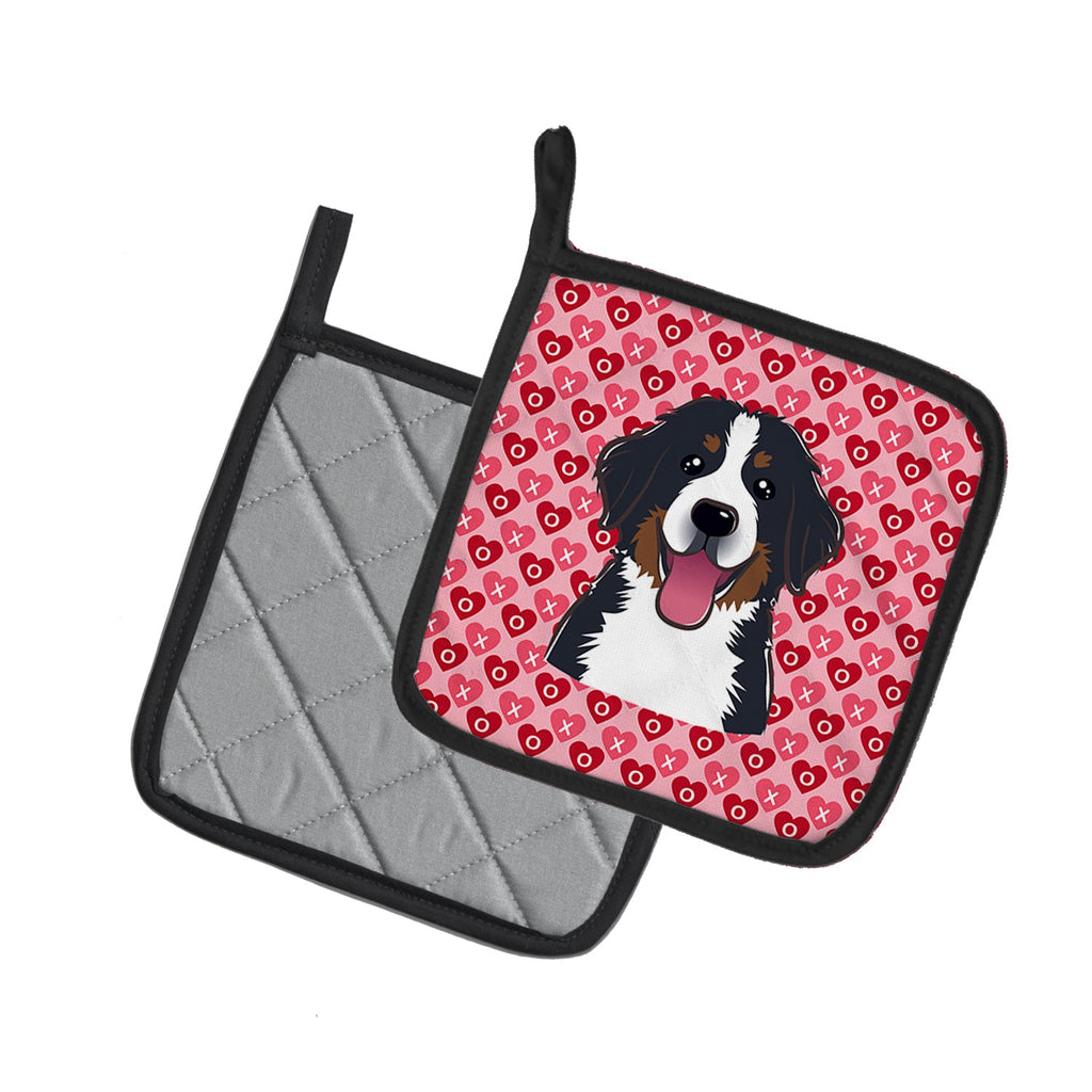 Bernese Mountain Dog Hearts Pot Holders - Set of 2 - Heat-Resistant Kitchen Essentials BB5307PTHD