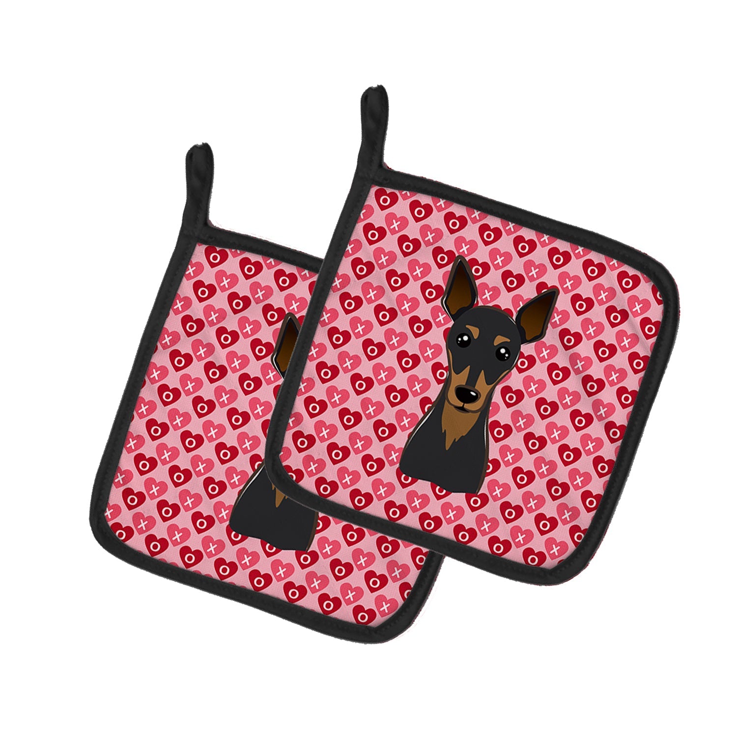 Min Pin Hearts Pot Holders - Set of 2 - Heat-Resistant Kitchen Essentials BB5310PTHD
