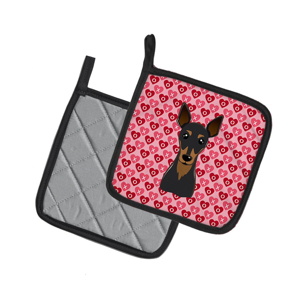 Min Pin Hearts Pot Holders - Set of 2 - Heat-Resistant Kitchen Essentials BB5310PTHD