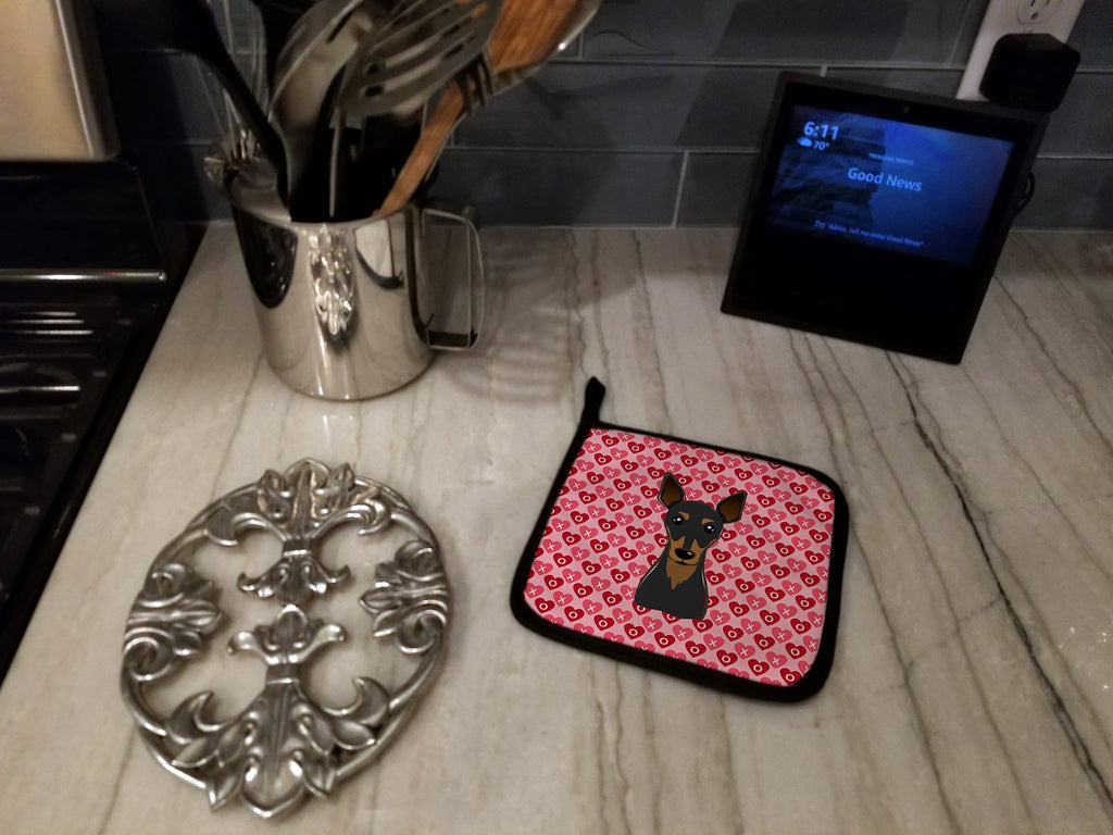 Min Pin Hearts Pot Holders - Set of 2 - Heat-Resistant Kitchen Essentials BB5310PTHD