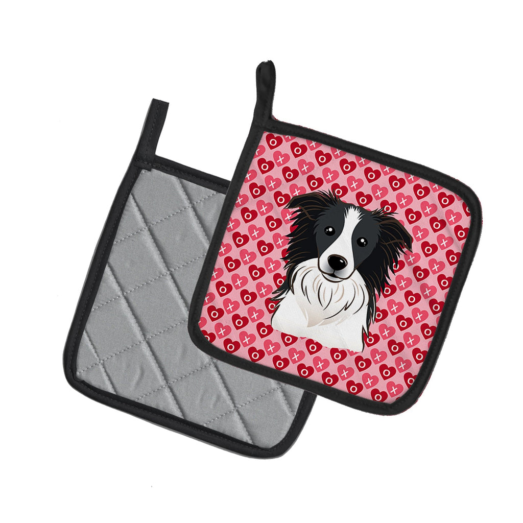 Border Collie Hearts Pot Holders - Set of 2 - Heat-Resistant Kitchen Essentials BB5311PTHD