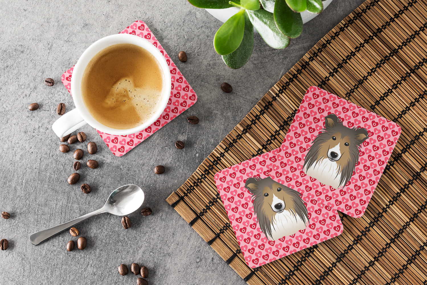 Sheltie Hearts Foam Coaster  BB5312FC