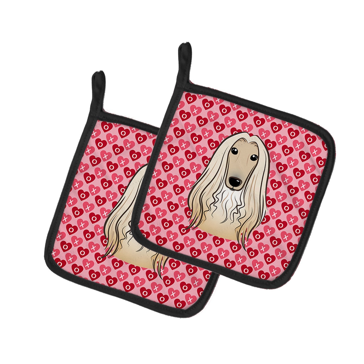 Afghan Hound Hearts Pot Holder Set of 2 | Quilted Hot Pads